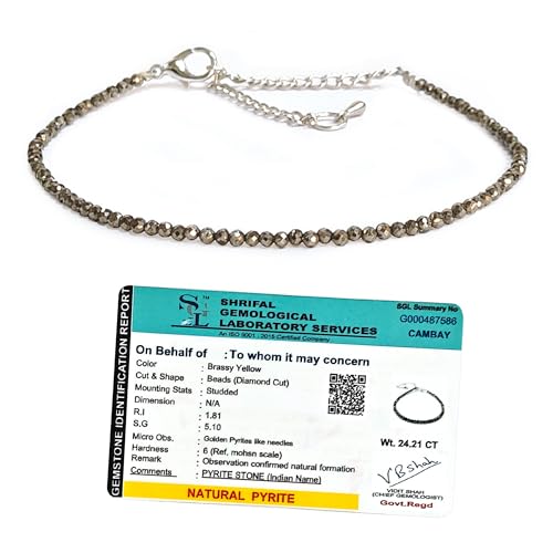SOLAVA Raw Pyrite Anklet Original Certified | Pyrite Payal for Women | Natural Raw Stone Anklet | Original Crystal Payal for Money and Wealth - Image 1