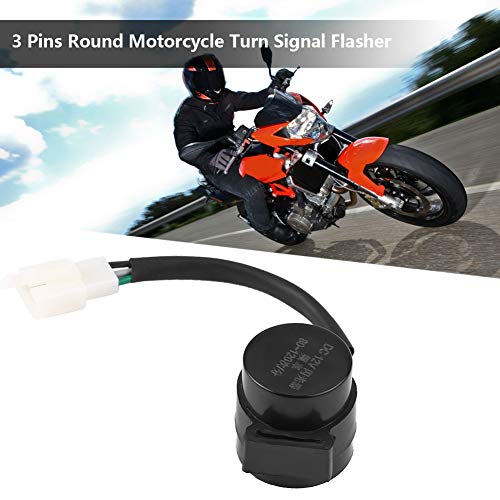 Aramox Motorcycle Signal Flasher, 3 Pins Round Turn Signal Flasher Relay Blinker LED Turn Indicator Light Flasher for GY6 50-250cc Motorcycles Scooters Moped ATV - Image 2