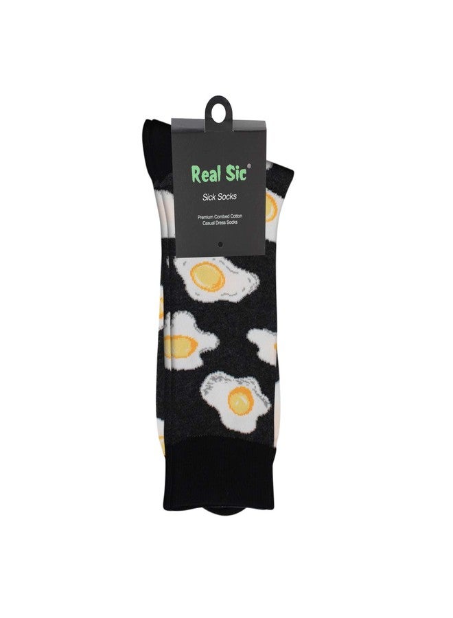 Real Sic Fun Socks for Men and Women - Cozy Cotton Dress Socks with Colorful Designs - Cool, Casual, Food Patterned (Eggs) - Image 5