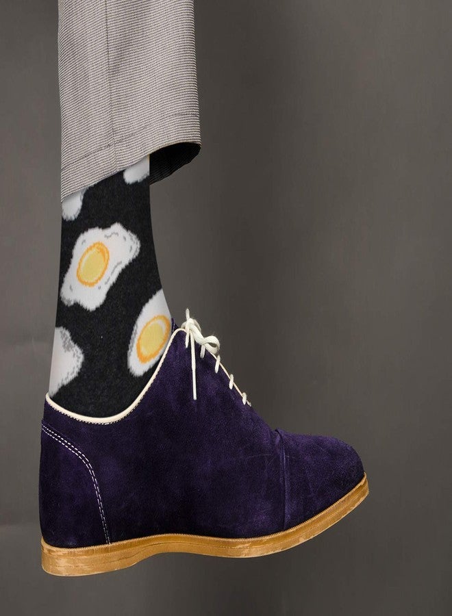 Real Sic Fun Socks for Men and Women - Cozy Cotton Dress Socks with Colorful Designs - Cool, Casual, Food Patterned (Eggs) - Image 3