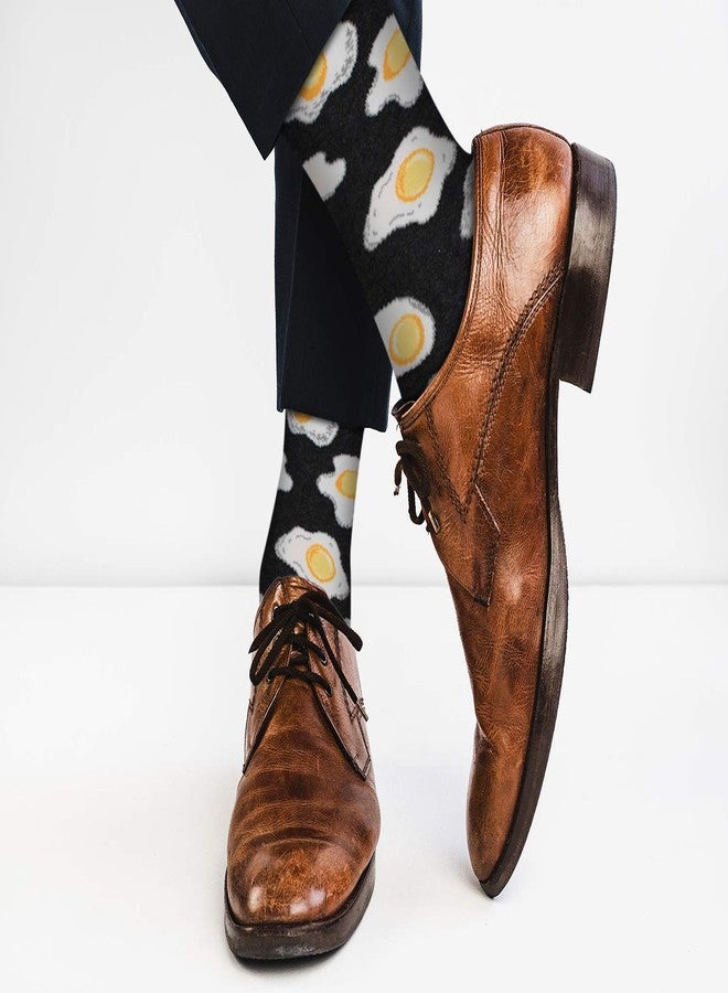 Real Sic Fun Socks for Men and Women - Cozy Cotton Dress Socks with Colorful Designs - Cool, Casual, Food Patterned (Eggs) - Image 2
