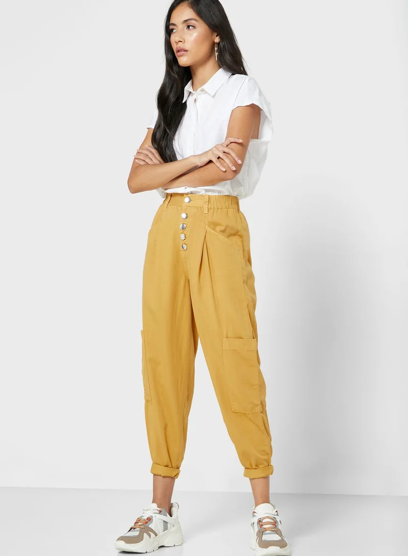 Ginger Button Front Peg Leg Pants