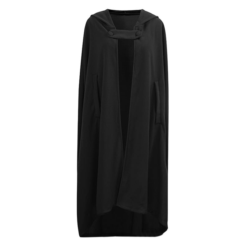 Casual Women Winter Cloak Hooded Sleeveless Button Closure Long Cape Costume Cosplay Outerwear - Image 2