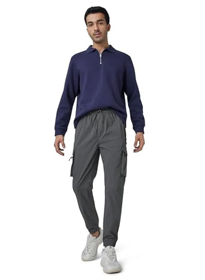 XYXX  Men Cotton Rich Cargo Jogger, Relaxed, Solid, Pack of 1, MB3JG07L, Anchor Grey, L  | Best Price UAE