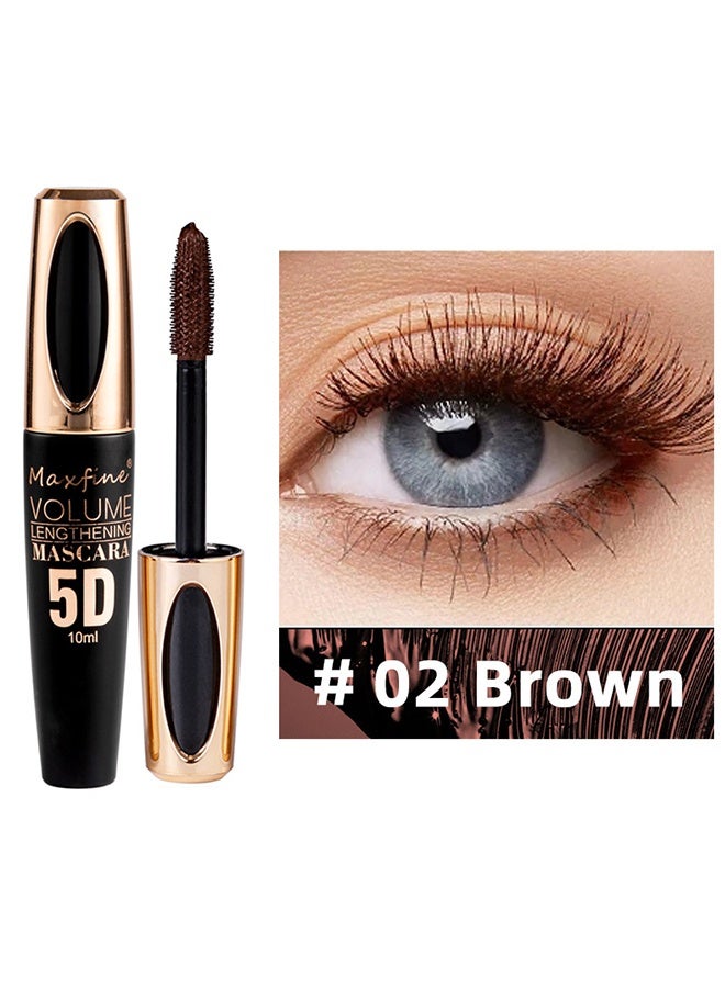 ماكس فاين ماسكارا 5D، ماسكارا ألياف الحرير 5D مقاومة للماء، رموش أطول وأكثر كثافة وفخامة، تدوم طويلاً، تمدد دراماتيكي، مقاومة للتلطخ، تركيبة هيبوالرجينيك، #02 بني - Image 1