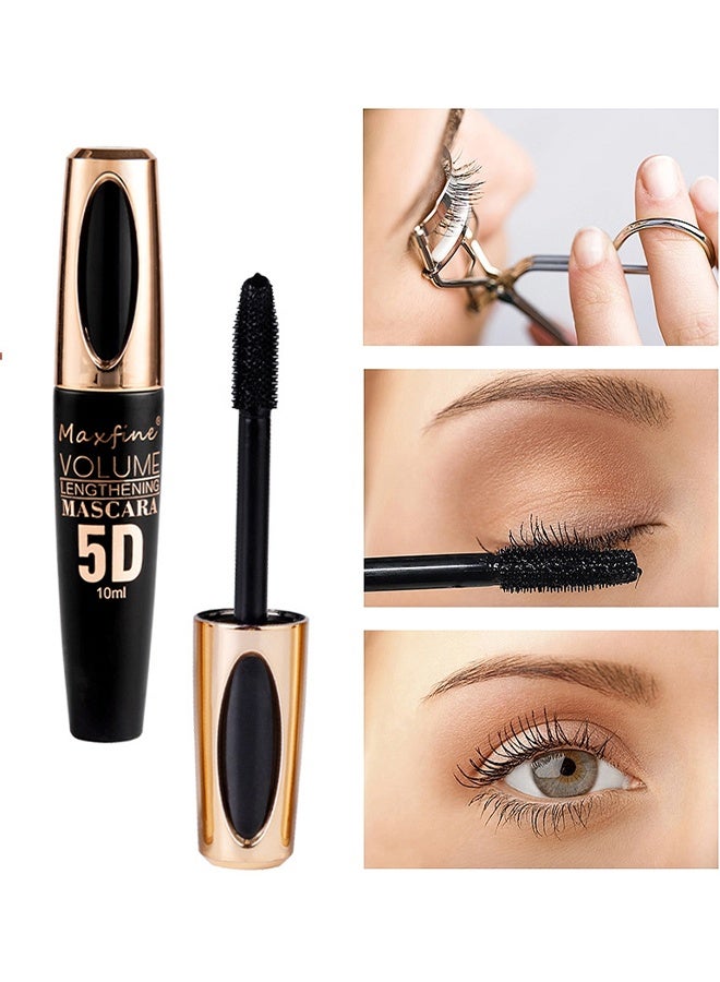 ماكس فاين ماسكارا 5D، ماسكارا ألياف الحرير 5D مقاومة للماء، رموش أطول وأكثر كثافة وفخامة، تدوم طويلاً، تمدد دراماتيكي، مقاومة للتلطخ، تركيبة هيبوالرجينيك، #02 بني - Image 3