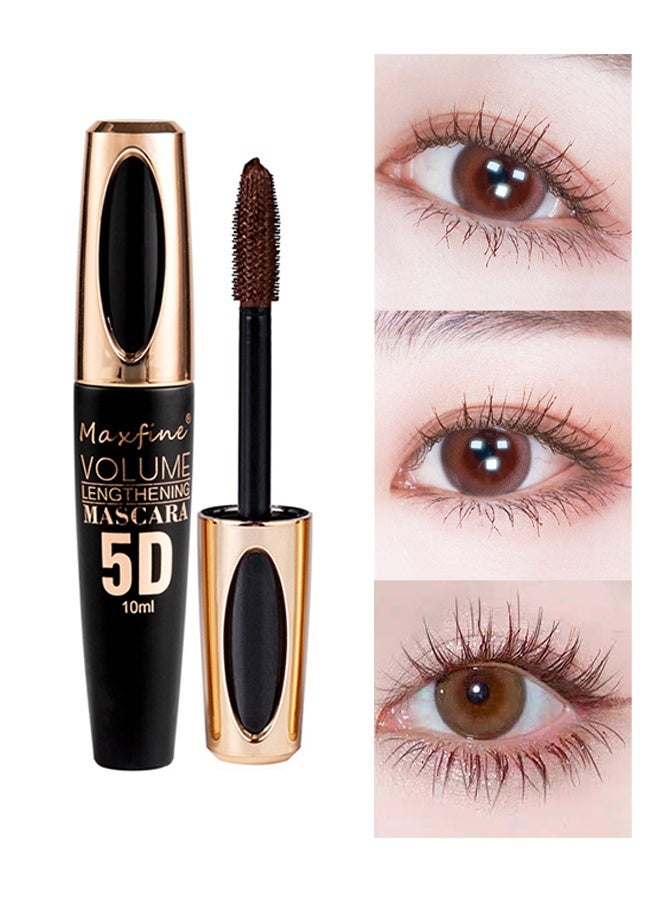 ماكس فاين ماسكارا 5D، ماسكارا ألياف الحرير 5D مقاومة للماء، رموش أطول وأكثر كثافة وفخامة، تدوم طويلاً، تمدد دراماتيكي، مقاومة للتلطخ، تركيبة هيبوالرجينيك، #02 بني - Image 2