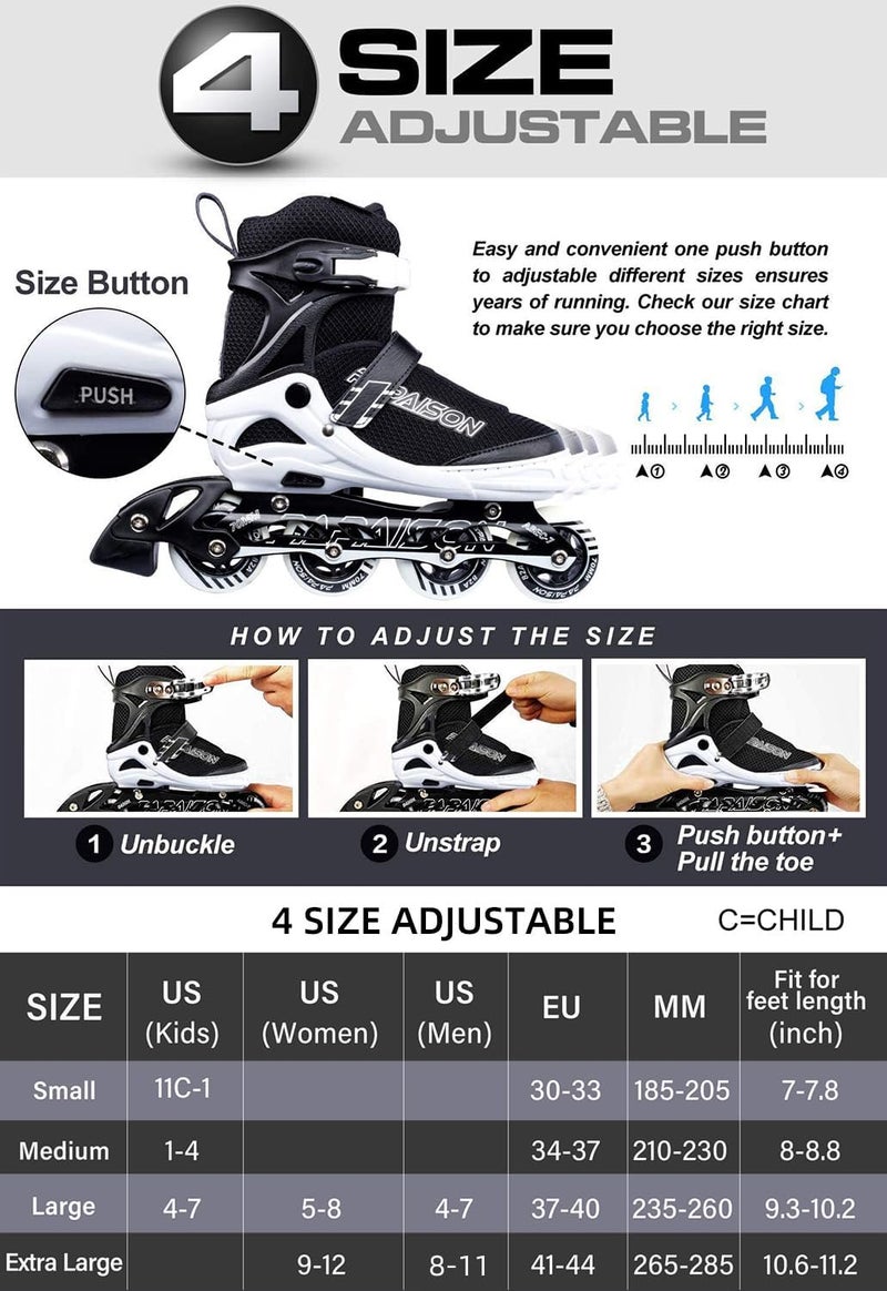 PAPAISON Adjustable Inline Skates for Kids and Adults with Full Light Up Wheels - Image 3