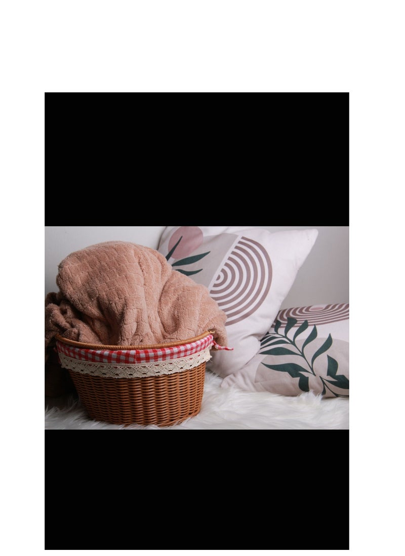 Hand-woven rattan basket lined with fabric for added protection, suitable for storage, travel and decoration