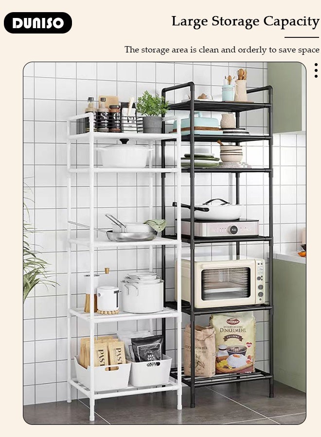 DUNISO 6-Tier Kitchen Storage Shelves, Movable Multifunctional Storage Rack, Metal Shelves for Storage Pantry Shelves with Rolling Wheels, Standing Shelf Rack for Kitchen Bedroom Laundry Closet  for Laundry, Bathroom, Kitchen, Pantry Closet Organizer - Image 3
