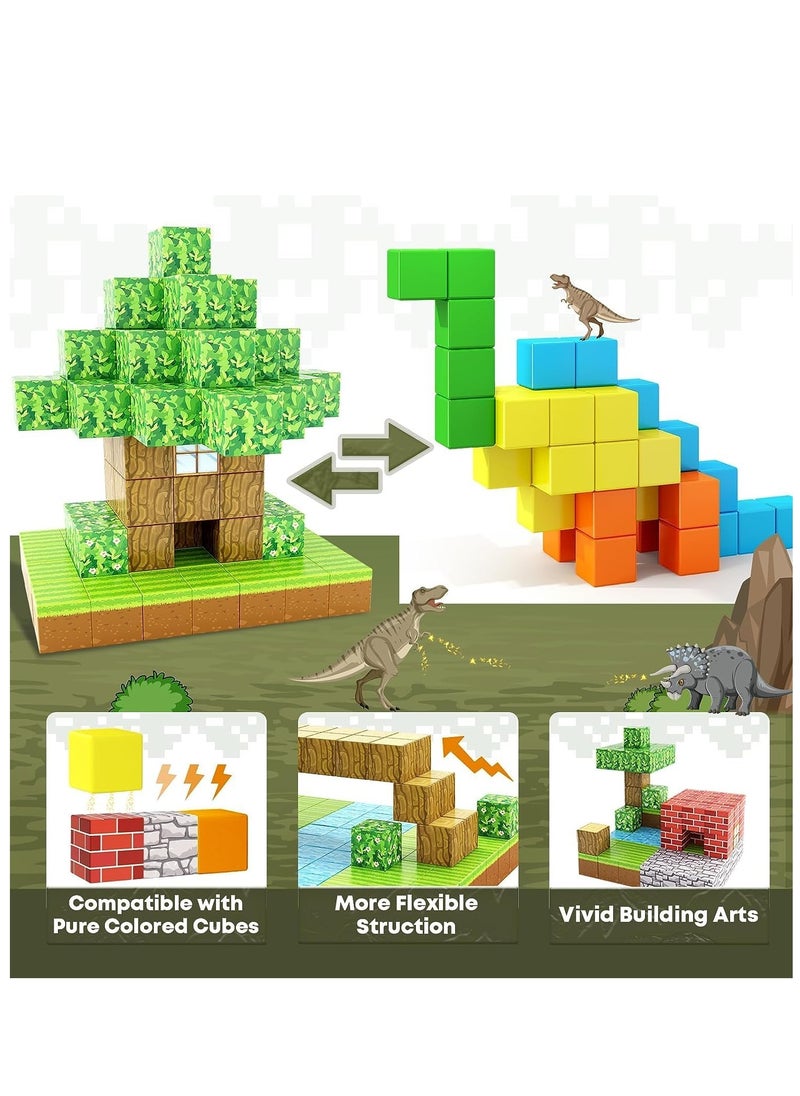 AirYoung - 100PCS Magnetic Blocks-Build Mine Magnet World Set, Magnetic Blocks Building Toys, Magnetic Tiles Building Blocks Toddler Toys, STEM Sensory Outdoor Toys, Magnet Toys for Boys&Girls Ages 5-7 - Image 1