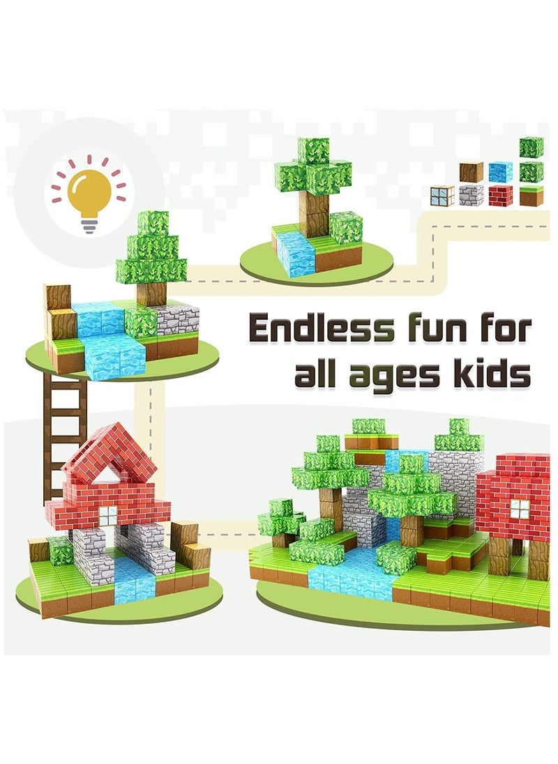AirYoung - 100PCS Magnetic Blocks-Build Mine Magnet World Set, Magnetic Blocks Building Toys, Magnetic Tiles Building Blocks Toddler Toys, STEM Sensory Outdoor Toys, Magnet Toys for Boys&Girls Ages 5-7 - Image 1