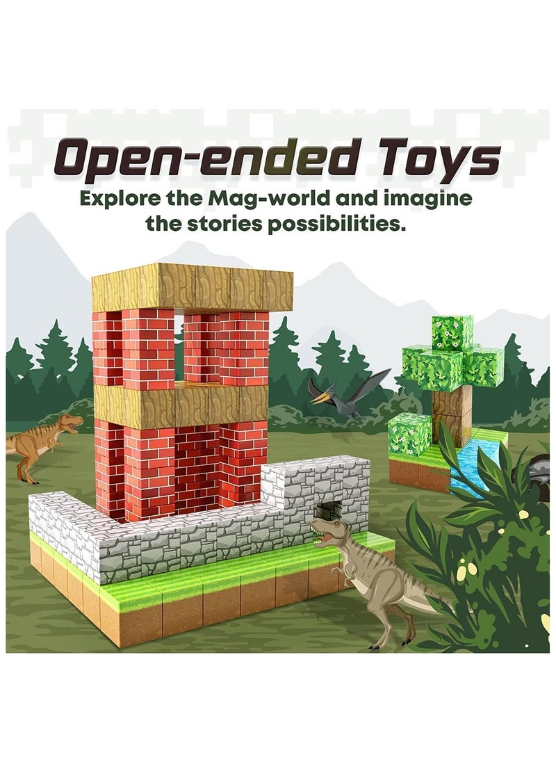 AirYoung - 100PCS Magnetic Blocks-Build Mine Magnet World Set, Magnetic Blocks Building Toys, Magnetic Tiles Building Blocks Toddler Toys, STEM Sensory Outdoor Toys, Magnet Toys for Boys&Girls Ages 5-7 - Image 1