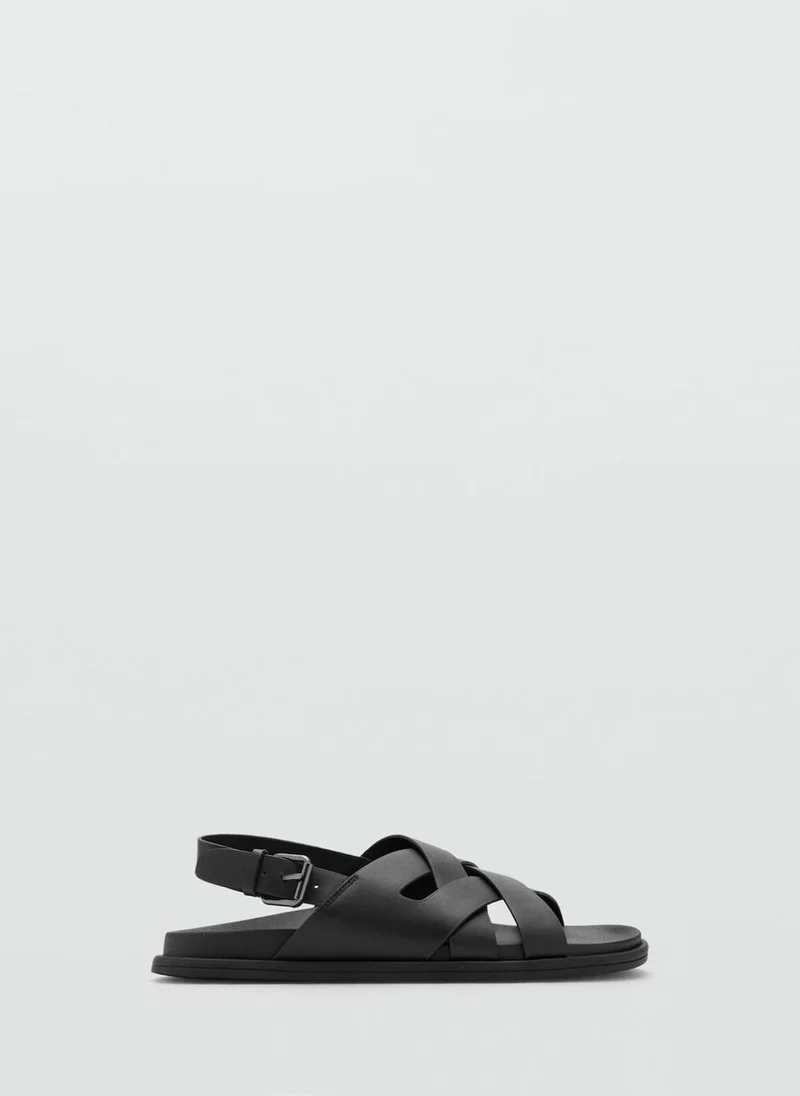 مانجو مان Cross-Strap Leather Sandals