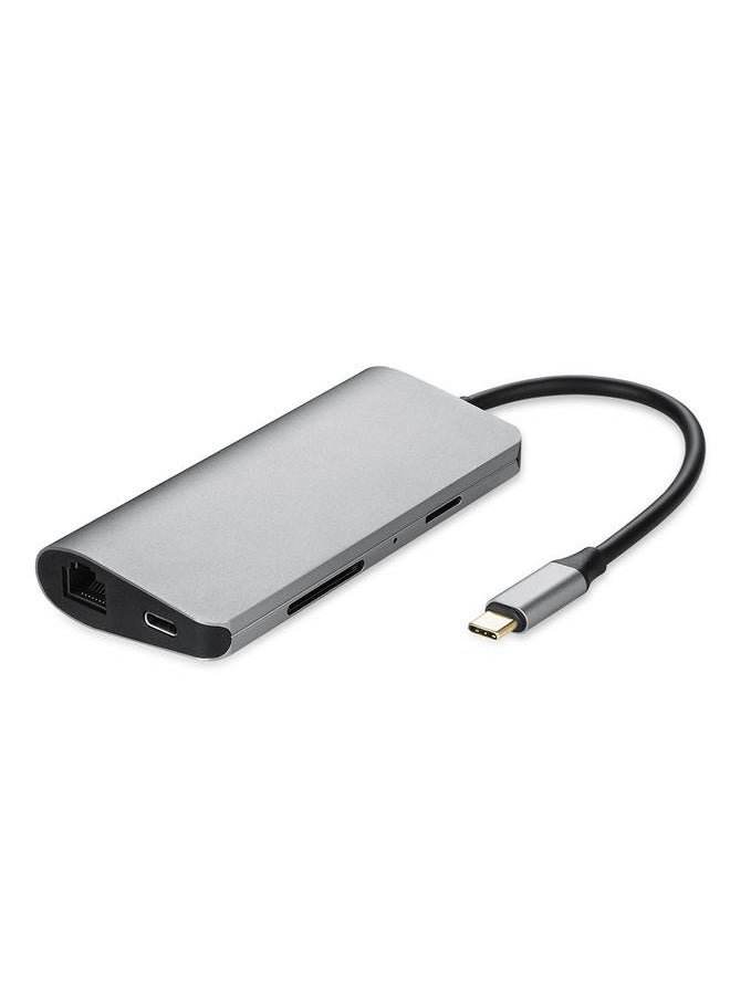 Thoraya New USB TY-03 Type C Extension Docking Station HDMI Splitter Hub 8-in-1  - Image 2