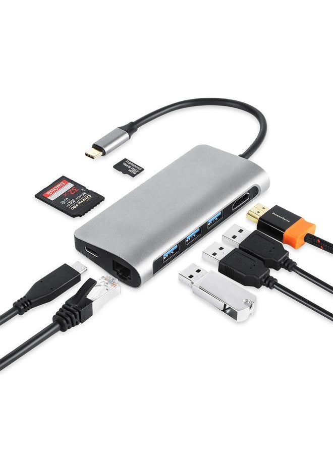 Thoraya New USB TY-03 Type C Extension Docking Station HDMI Splitter Hub 8-in-1  - Image 5