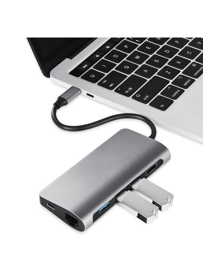 Thoraya - New USB TY-03 Type C Extension Docking Station HDMI Splitter Hub 8-in-1 - Image 1