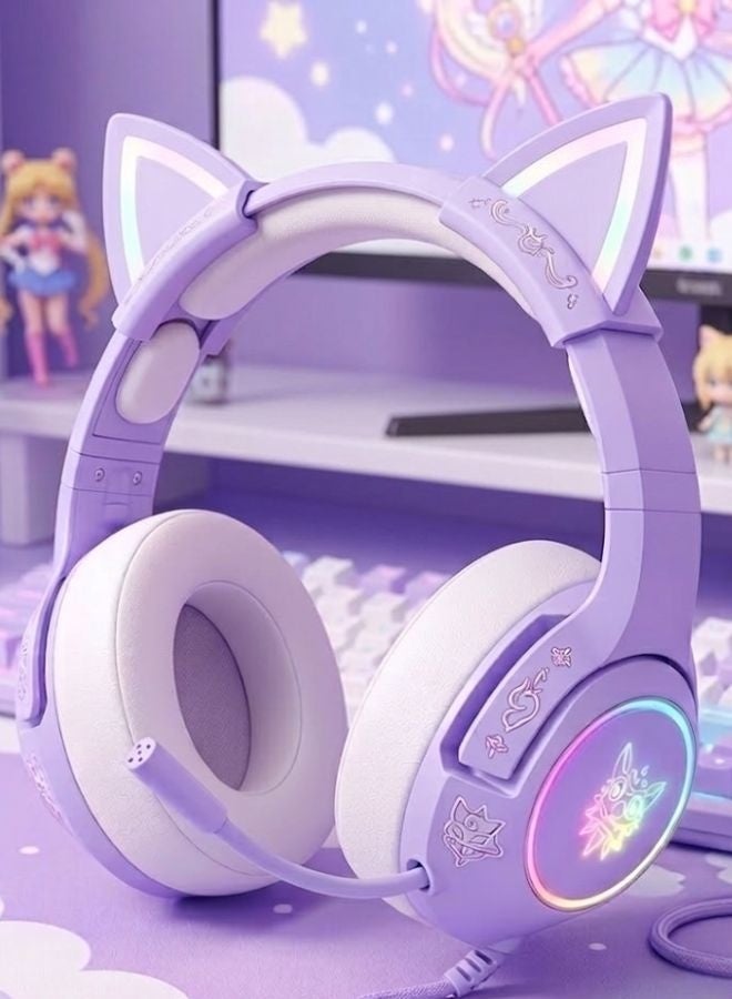 onikuma K9 Wired Gaming Headset Removable Cat Ears Headphones with Microphone - Image 1