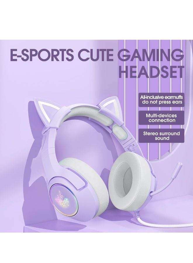onikuma K9 Wired Gaming Headset Removable Cat Ears Headphones with Microphone - Image 5