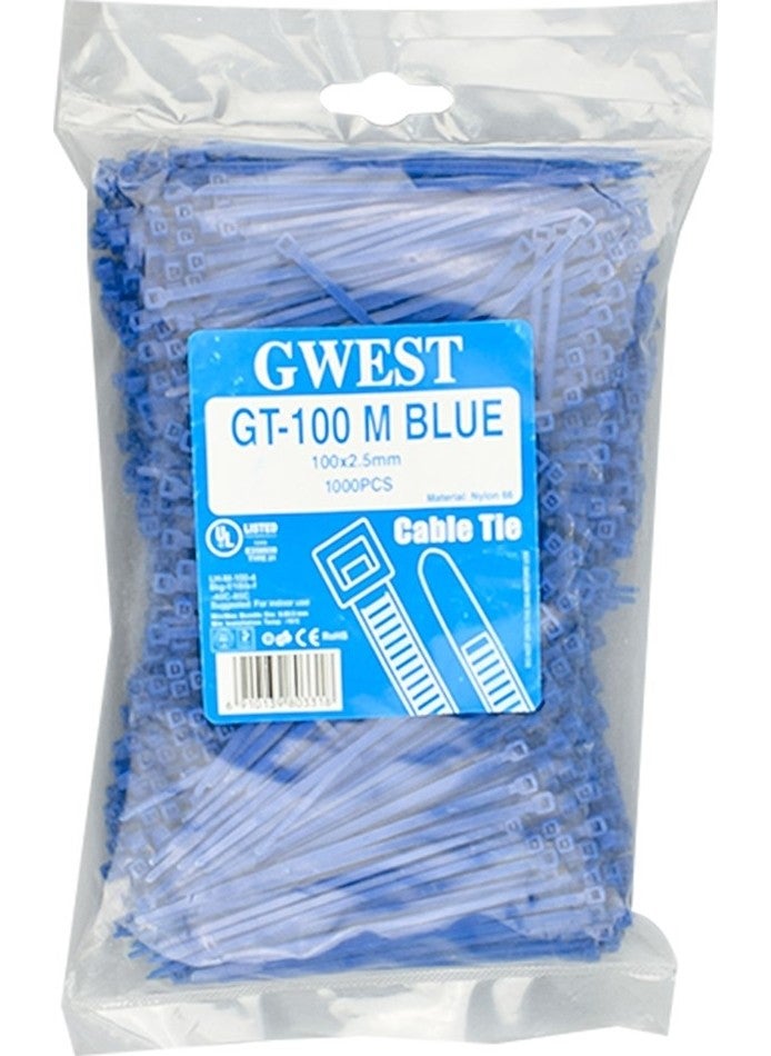 GWEST Gt 100M 100 x 2.5 mm Blue Cable Tie  - Image 1