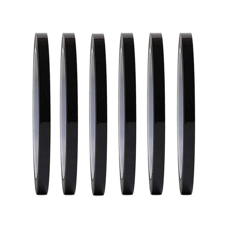 Suoirblss 6 Rolls Graphic Art Thin Tape Self-Adhesive Tape Grid Marking Tapes 72 Yard/Roll Whiteboard Gridding Tape Self-Adhesive Artist Tape Desktop Positioning Crossed Tape (Black, Width：3mm) - Image 1