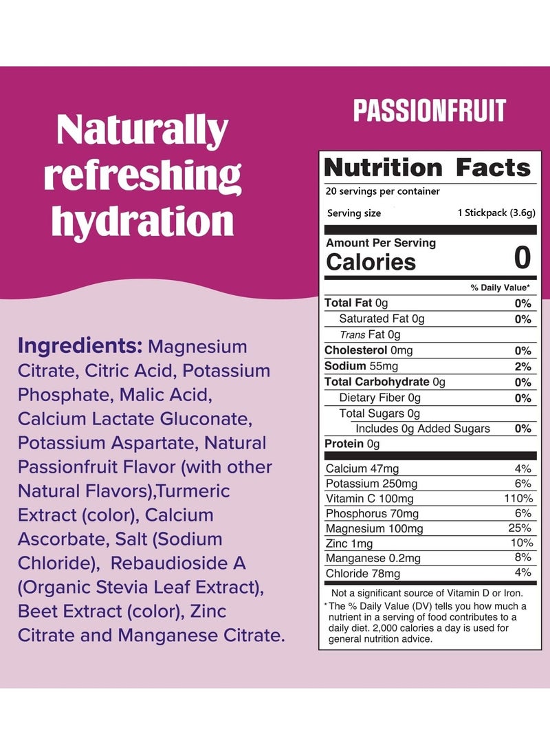 Ultima Replenisher Daily Electrolyte Drink Mix, Passionfruit, 20 Stickpacks each 0.13 oz (3.6g)  - Image 2