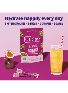 Ultima Replenisher Daily Electrolyte Powder Drink Mix – Passionfruit, 20 Stickpacks – Hydration Packets with 6 Electrolytes and Trace Minerals – Keto Friendly, Non-GMO and Sugar-Free  - Image 3