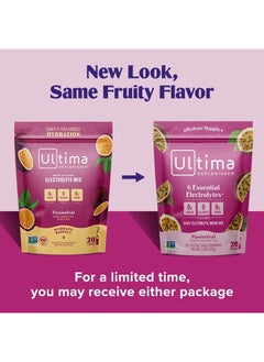 Ultima Replenisher Daily Electrolyte Powder Drink Mix – Passionfruit, 20 Stickpacks – Hydration Packets with 6 Electrolytes and Trace Minerals – Keto Friendly, Non-GMO and Sugar-Free  - Image 2