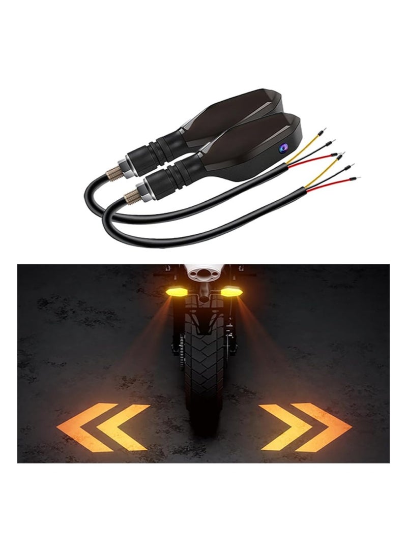 Aikanbo 2 PCS LED Turn Signal Lights Projector For Motorcycle，27 Lighting Modes RGB Flowing Daytime Running Lights，Motorcycle Turn Signal Lights With Arrow Projection - Image 1