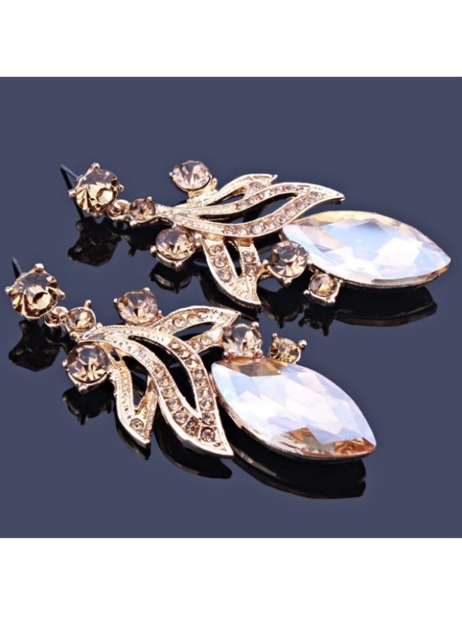 ريوكل طقم مجوهرات زفاف من الكريستال للنساء طقم قلادات وأقراط لحفلات الزفاف وأحجار الراين وهدايا وصيفات العروس تناسب فستان الزفاف - Image 3