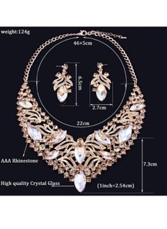 REOCLE Crystal Bridal Jewelry Sets for Women Necklace Earrings Set for Wedding Rhinestone Bridesmaid Gifts fit with Wedding Dress  - Image 2