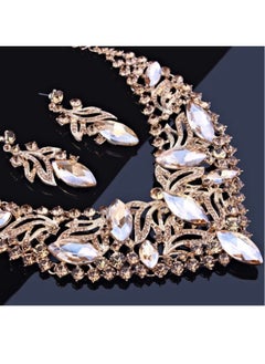 REOCLE Crystal Bridal Jewelry Sets for Women Necklace Earrings Set for Wedding Rhinestone Bridesmaid Gifts fit with Wedding Dress  - Image 4
