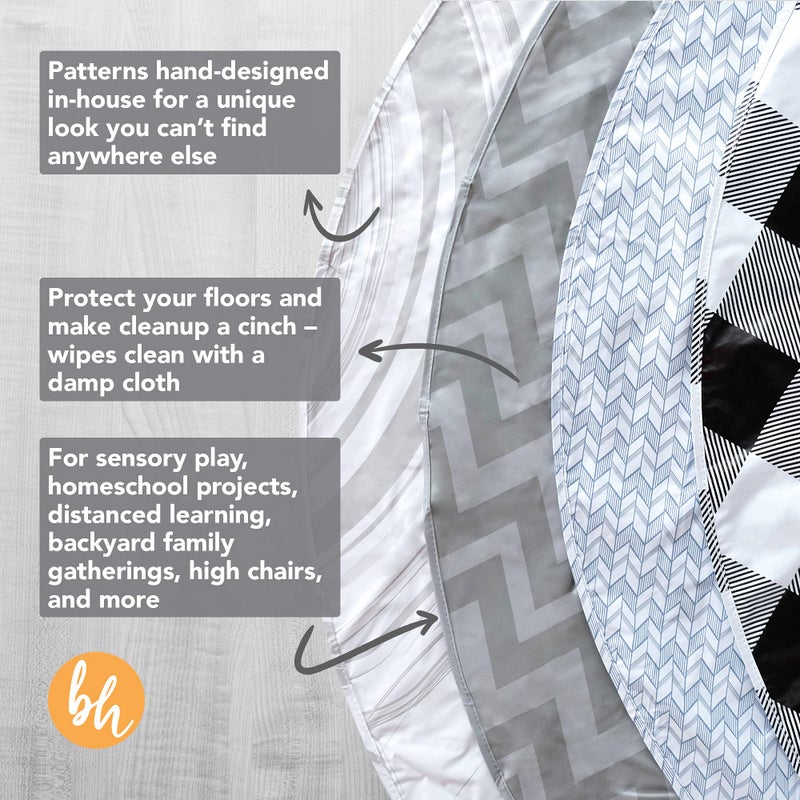 BooginHead SplatMat 52" Extra Large Waterproof Floor Mat for Under High Chair, Marble Swirl - Image 4