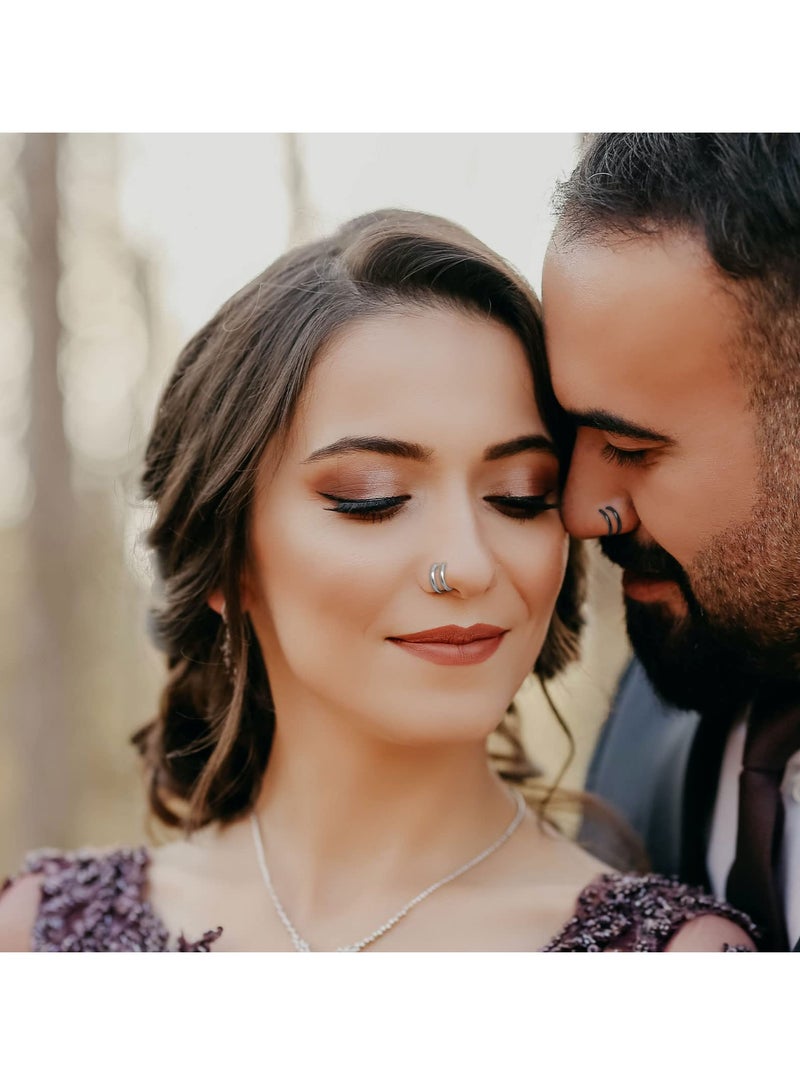 SOLARAE Double Nose Ring for Single Piercing Stainless Steel Left and Right Double Hoop Nose Ring Spiral Nose Hoops Dangling Nose Piercing Jewelry for Women Men 10PCS - Image 3