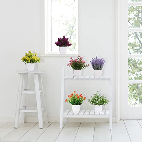 Yoratee 6pcs Artificial Pot Flowers Small Fake Plants with Pot Mini Potted Plants for House Office Tabletop Decoration - Image 4