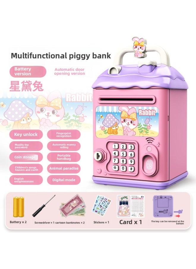 null - Piggy Bank 2024 Girls Children Can Access Only In And Out Password Savings Box Boys Day-Color:Little Pink Rabbit [key⭐Password Fingerprint⭐Automatic Door Opening] Battery Model (second Generation) - Image 1