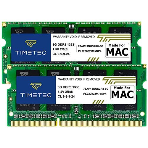 Timetec 16GB KIT(2x8GB) Compatible for Apple DDR3 1333MHz PC3-10600 CL9 for Mac Book Pro (Early/Late 2011 13/15/17 inch), iMac(Mid 2010, Mid/Late 2011 21.5/27 inch), Mac Mini(Mid 2011) MAC RAM Upgrade - Image 1
