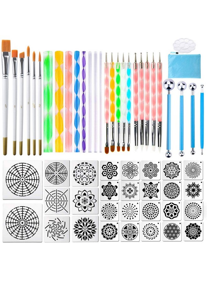 Augshy Mandala Dotting Toolsaugshy 58Pcs Dot Painting Tools Set Rock Painting Supplies With A Blue Zipper Waterproof Storage Bag For Painting Rocks - Image 1
