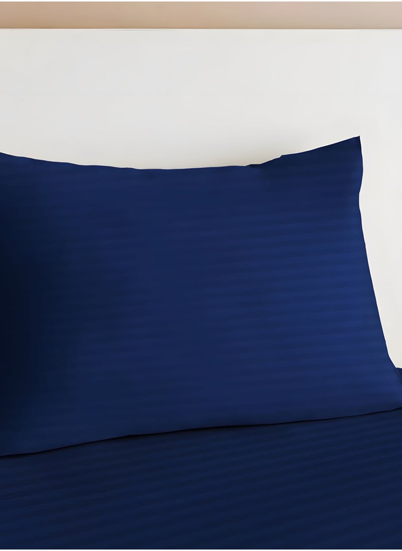 MAXQON - Fitted Bed Sheet +2Pcs Pillow Covers, King/Queen/Double/Single Sizes, Color Blue - Image 1