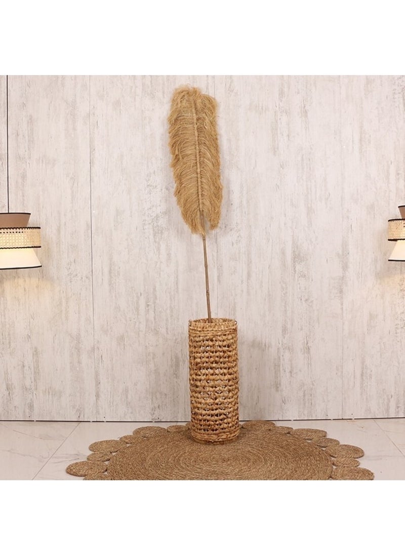 Tekno Trust - Khaki Japandi, Retro Scandinavian Decorative Bamboo Rattan Flower Pot Ornament Raffia Fan Wall Decor 2 Pieces 35X - Image 1