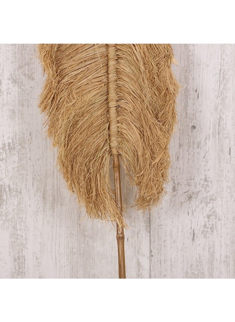 Tekno Trust - Khaki Japandi, Retro Scandinavian Decorative Bamboo Rattan Flower Pot Ornament Raffia Fan Wall Decor 2 Pieces 35X - Image 1