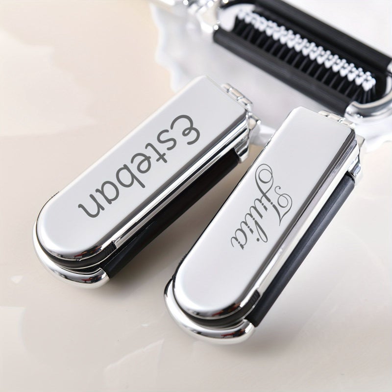 Silvery Name Engraved Comb Personalized Gift Handcrafted Bridal Party Hair Accessory for Bridesmaids - Image 2