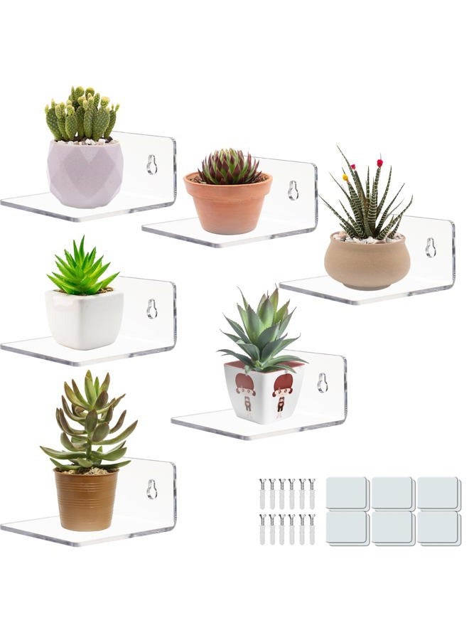 LUOBAO Acrylic Small Adhesive Wall Shelves,Mini Floating Shelves,Acrylic Display Shelves,Ledges for Pop Figures,Plant,Picture Photo Modern Wall for Bedroom Decor Living Room Wall Mounted - Clear - Image 1
