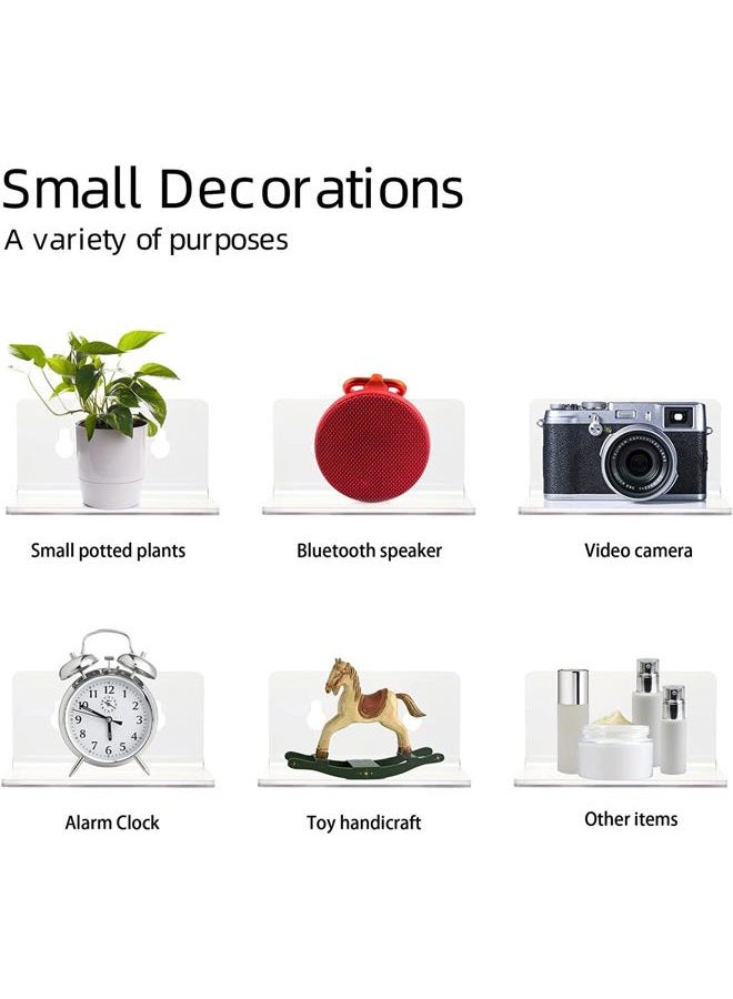 LUOBAO Acrylic Small Adhesive Wall Shelves,Mini Floating Shelves,Acrylic Display Shelves,Ledges for Pop Figures,Plant,Picture Photo Modern Wall for Bedroom Decor Living Room Wall Mounted - Clear - Image 5