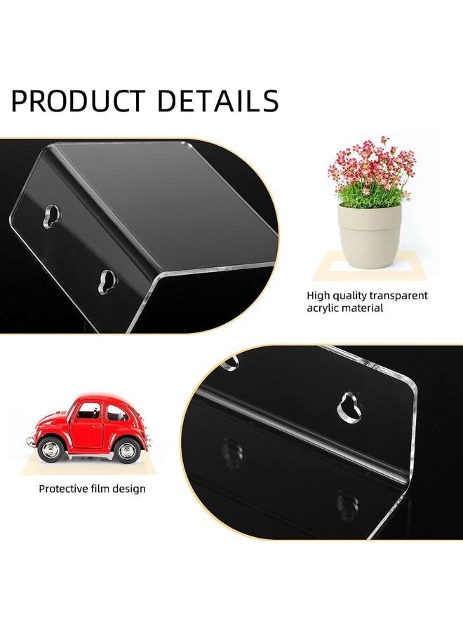 LUOBAO Acrylic Small Adhesive Wall Shelves,Mini Floating Shelves,Acrylic Display Shelves,Ledges for Pop Figures,Plant,Picture Photo Modern Wall for Bedroom Decor Living Room Wall Mounted - Clear - Image 3