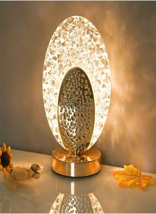 C&C Home Touch Control 3 Colors Rechargeable Table Lamp with Metal Base Small Decorative Acrylic Night Light Crystal Table Lamp for Party Living Room Bedroom  - Image 1