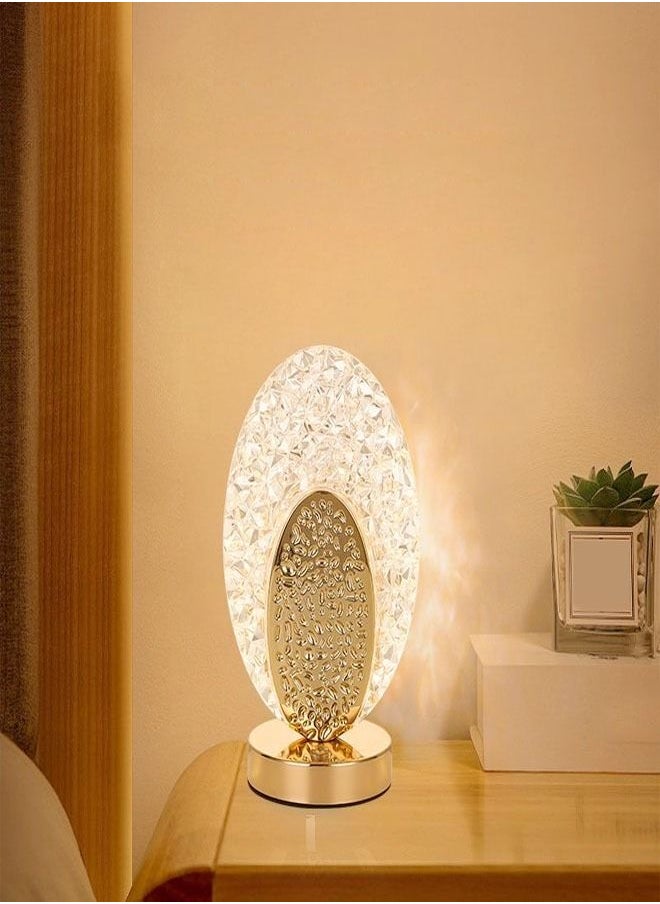 C&C Home Touch Control 3 Colors Rechargeable Table Lamp with Metal Base Small Decorative Acrylic Night Light Crystal Table Lamp for Party Living Room Bedroom  - Image 2