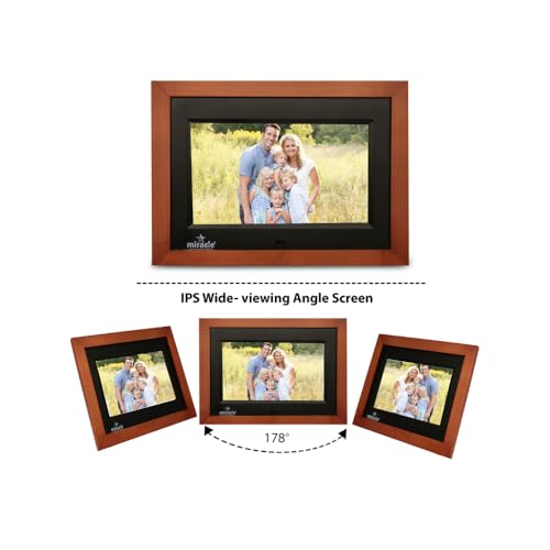 Miracle Digital 7''(17.8) IPS Wooden Digital Photo Frame with High Def Screen,USB DiskCard, RemotePhotos SlideShow,Video Audio, Support SD Built in 8GB Memory & 2GB RAM 180°Wide Angle Viewing(Dark) - Image 3