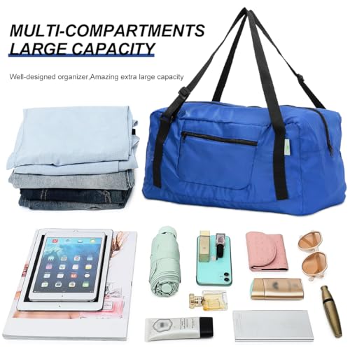 HOLYLUCK Foldable Travel Duffel Bag For Women & Men Luggage Great for Gym (Blue) - Image 4