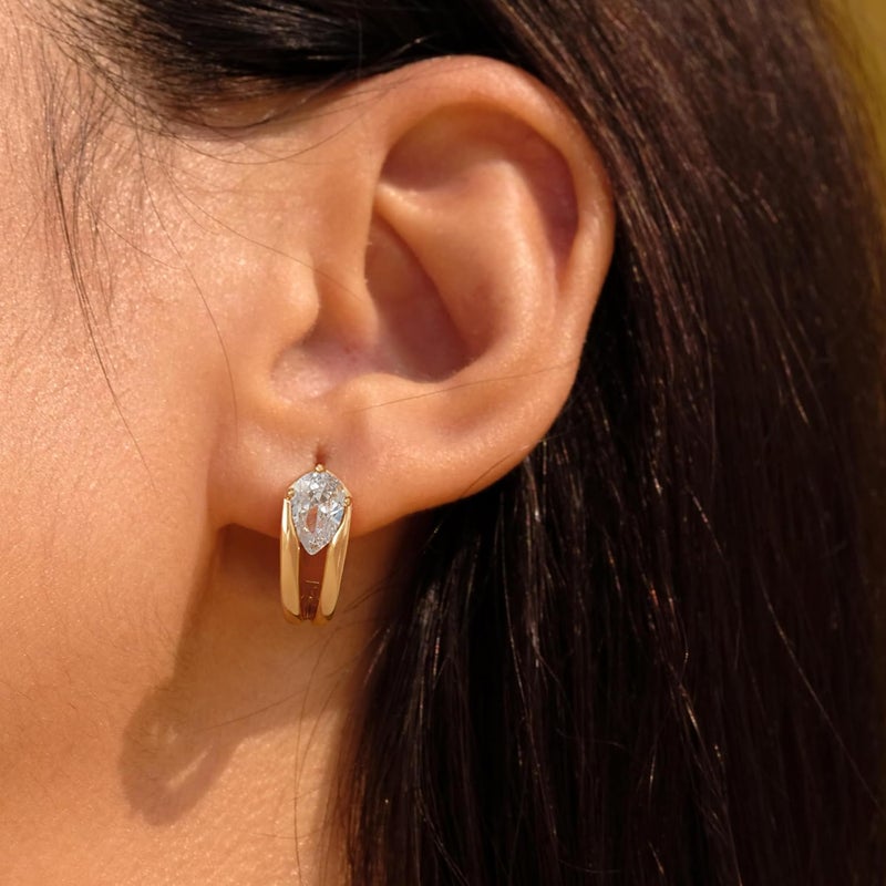 VACRONA Cubic Zirconia Huggie Earrings 14k Gold Plated Tiny Earrings Small Huggie Hoop Earrings Simple Lightweight Hoops Gift for Women - Image 2